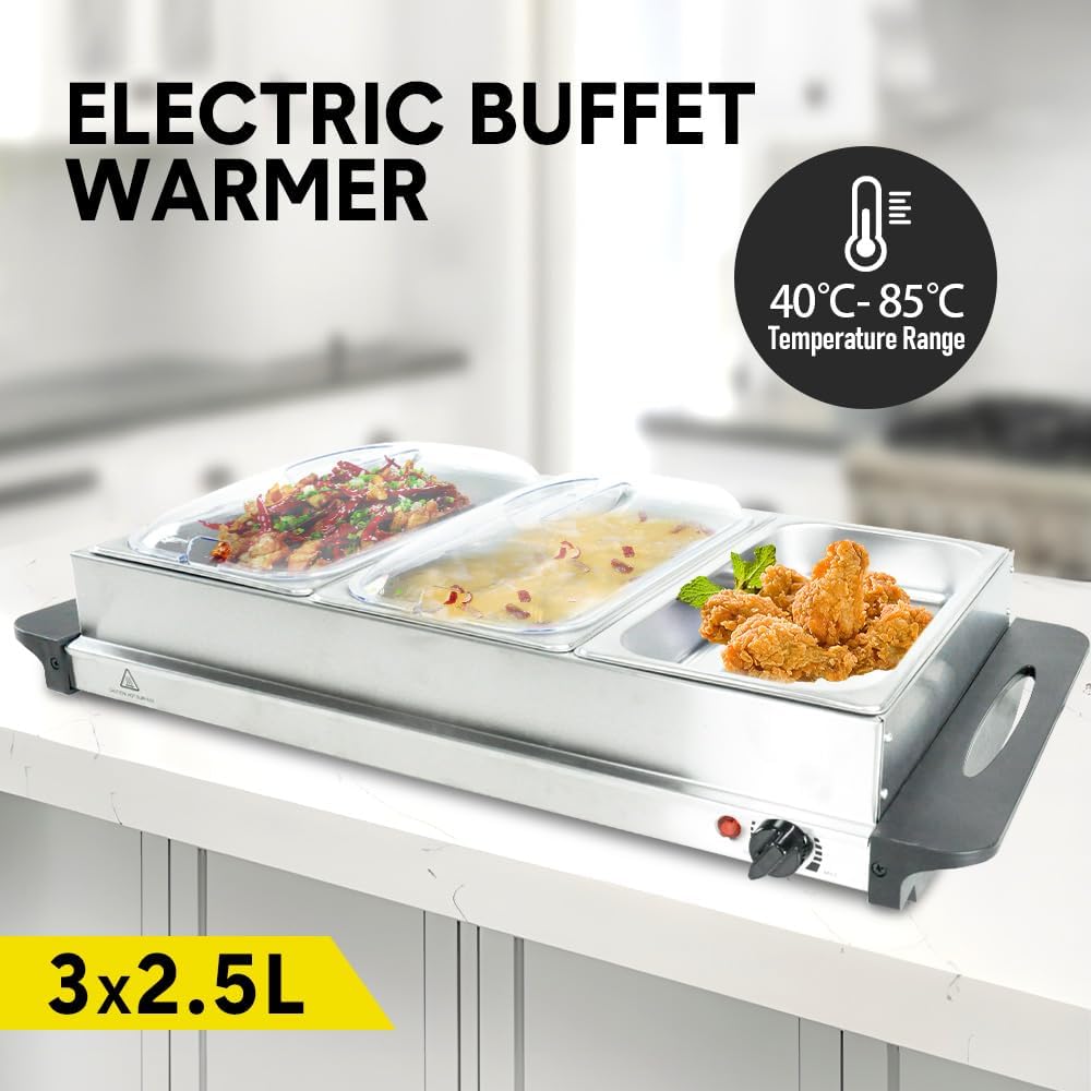 Skanto | Electric Buffet Food Warmer with 3 × 2,5L Pans & Temperature Control – Valtero