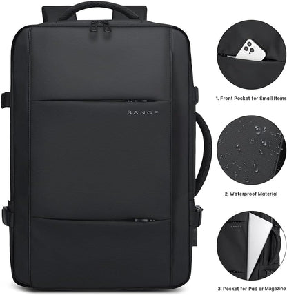 Expandable 26-45L waterproof travel backpack with laptop compartment & duffle carry | Karnz
