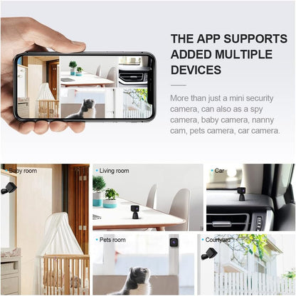 Mini surveillance camera 4K, WiFi, hidden indoor camera with night vision