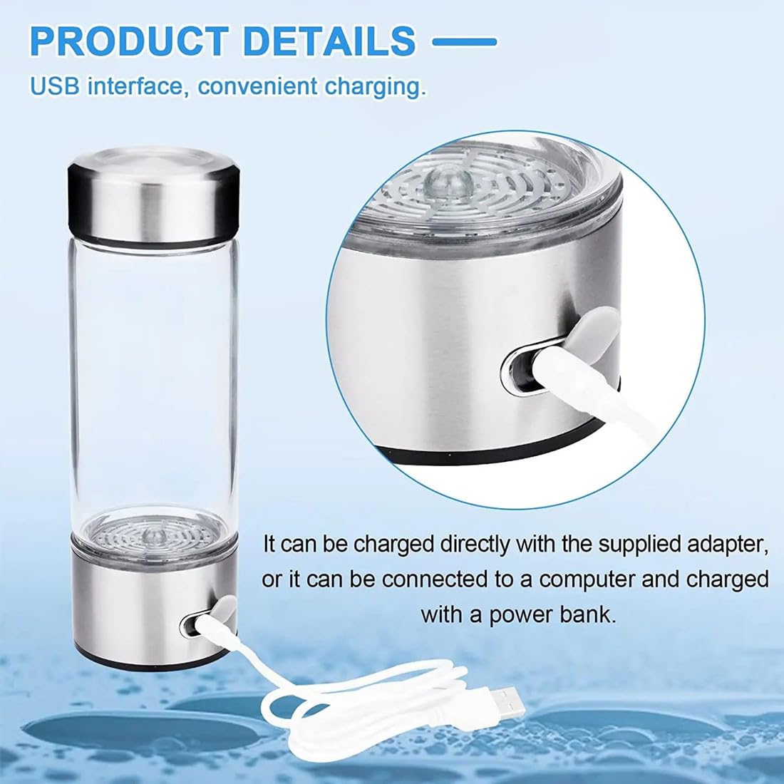 Skanto | Hydrogen Water Bottle | Portable Rechargeable BPA-Free Alkaline Water