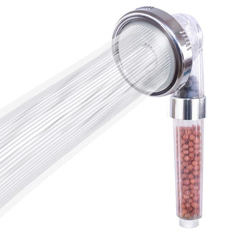Premium shower head and handheld shower with ion filter, water-saving and with adjustable water pressure