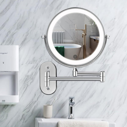 Illuminated wall mirror with 10x magnification and USB charging function | Bowlift