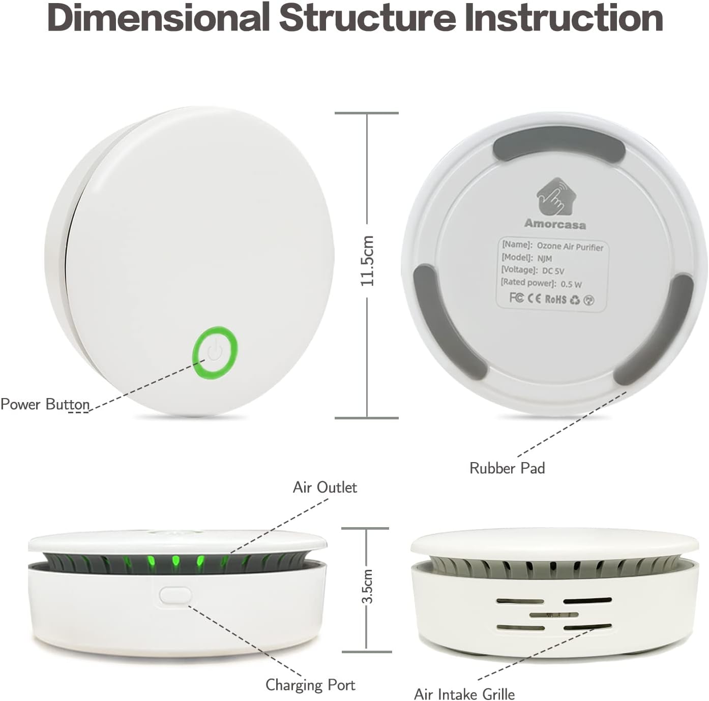 Skanto | FreshAir Ozone Odor Eliminator – Portable Air Purifier for Smoke, Pet Odors & Household Smells