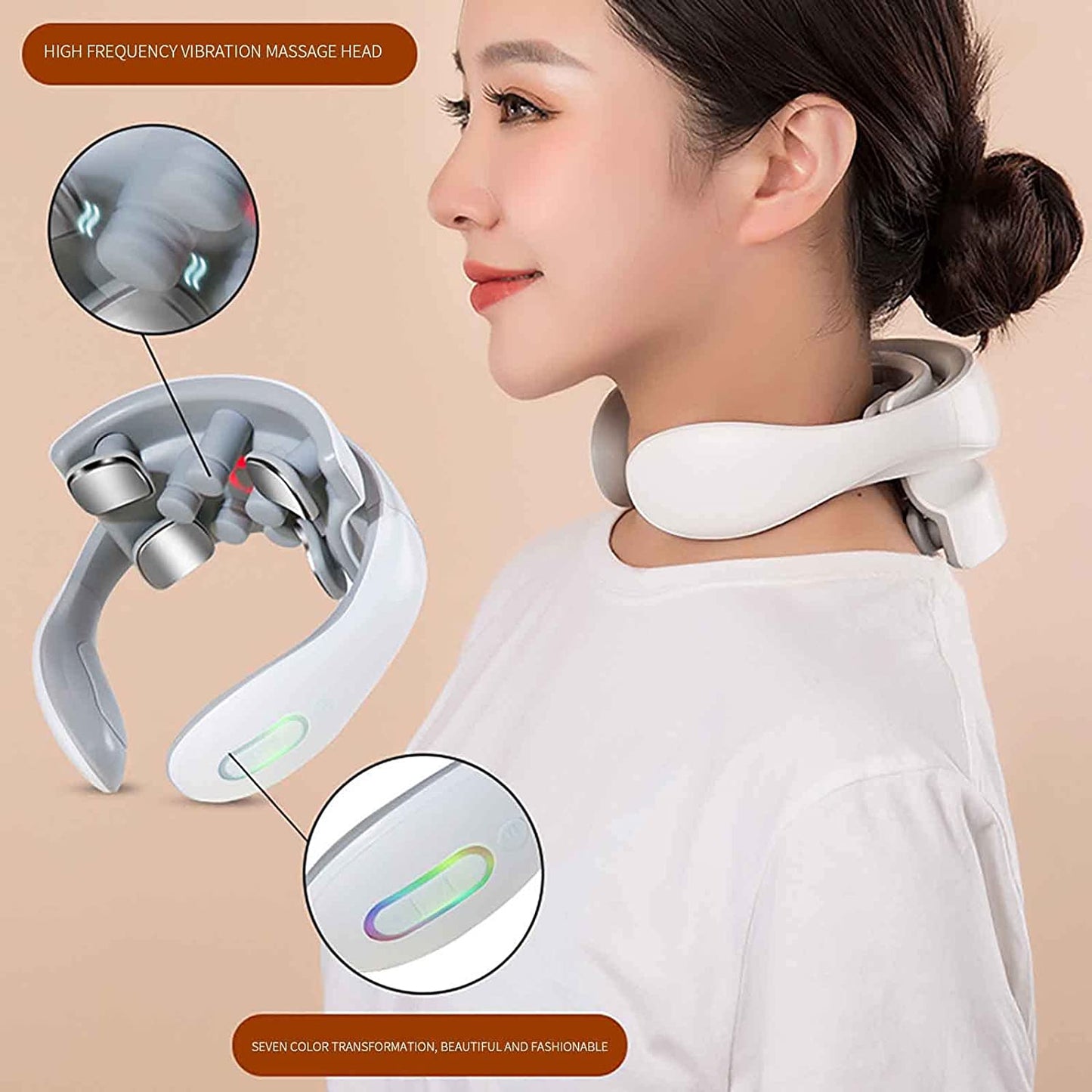 BowLift | Neck massager with heat, pain therapy, smart neck massager, 4 massage heads portable deep tissue trigger point massager