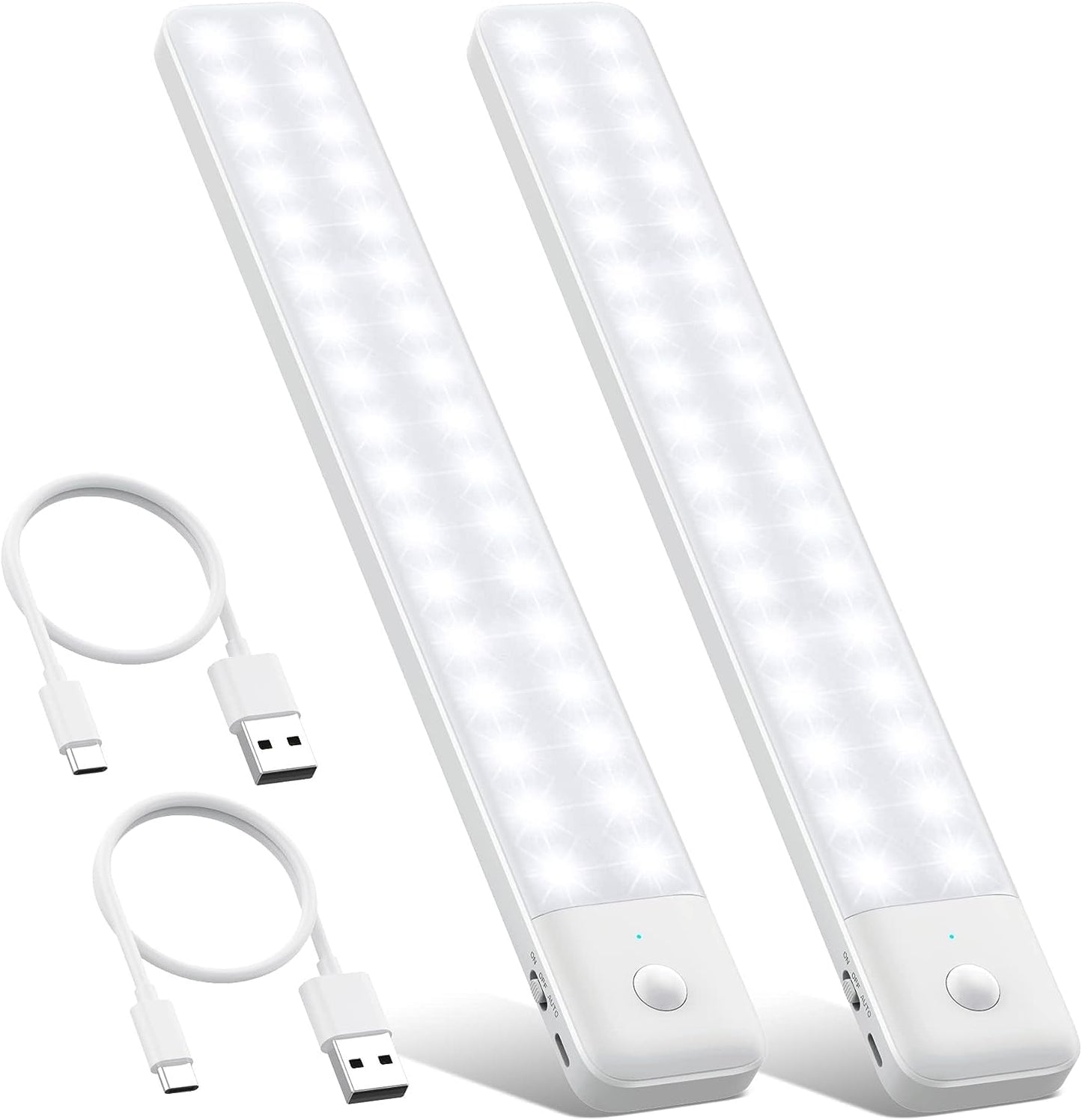 Skanto | Qtshine 80Led Motion Sensor Under Cabinet Light, Usb C Rechargeable, 12.6" Battery Powered, White