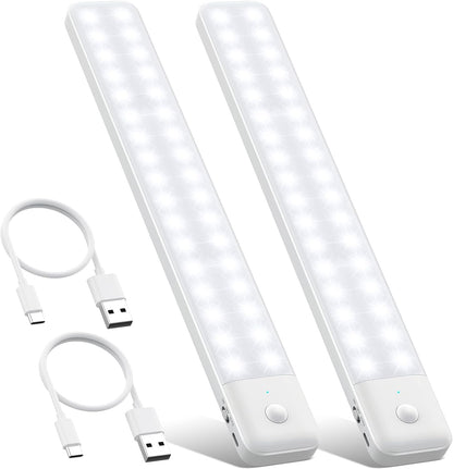 Skanto | Qtshine 80Led Motion Sensor Under Cabinet Light, Usb C Rechargeable, 12.6" Battery Powered, White