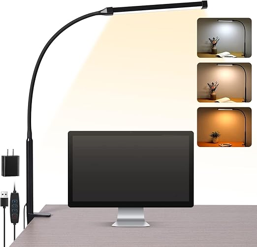 Skanto | LED Desk Lamp With Clamp, Flexible Gooseneck & 3 Light Modes