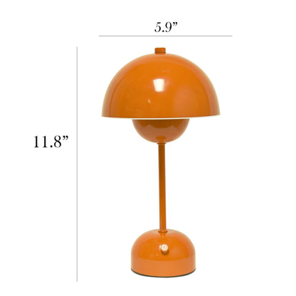 Skanto | Simple Designs LED Touch Lamp, 11.8" Portable & Rechargeable Mushroom in Orange