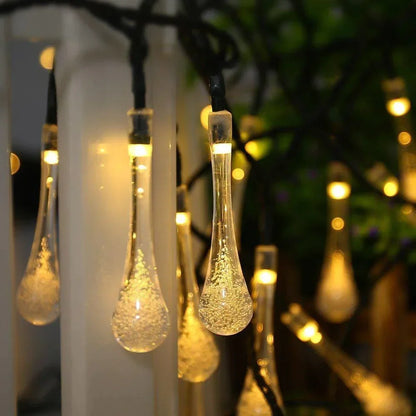 Outdoor Solar String Lights, Garden Decor LED Water Drop Waterproof Lights | Bowlift