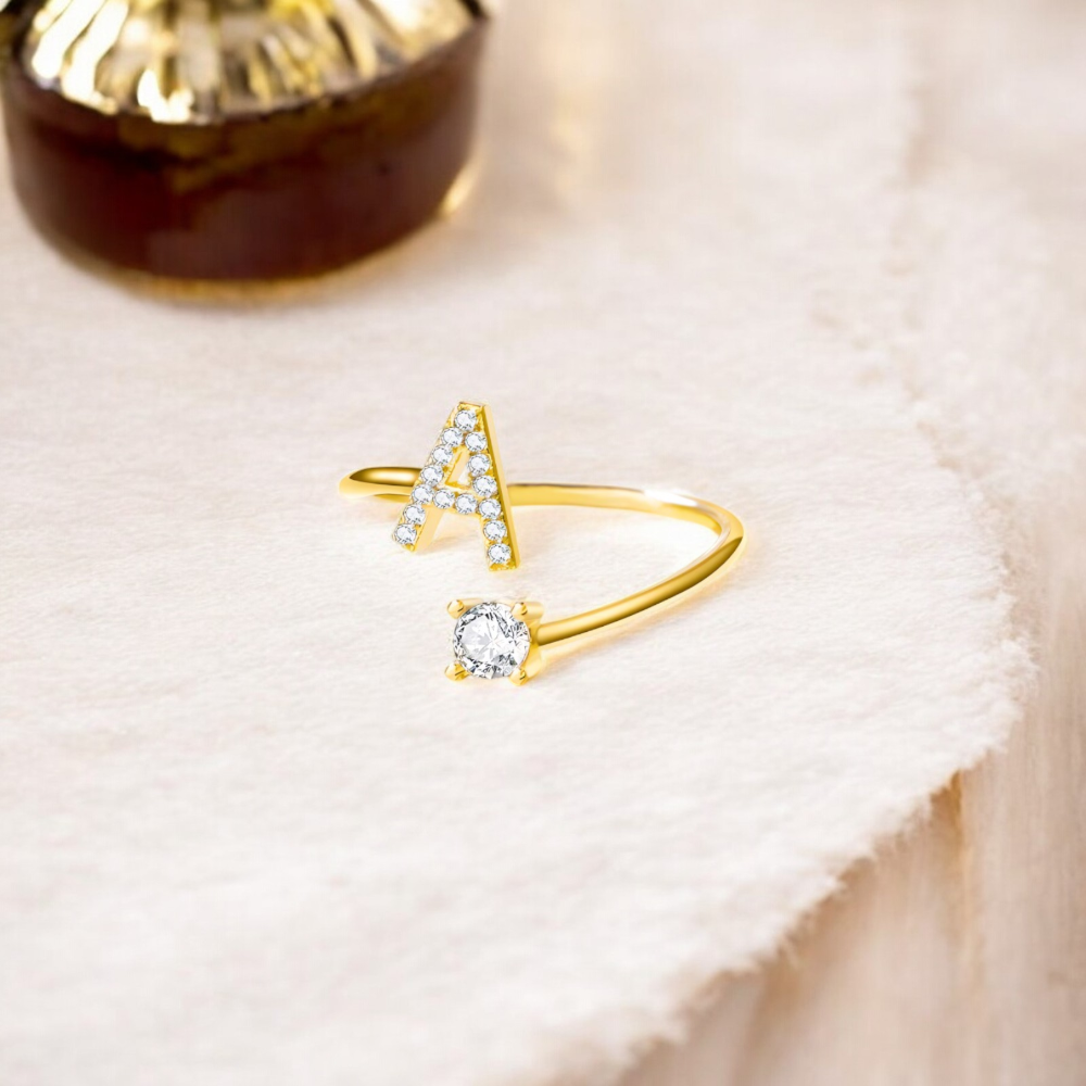 Skanto | Adjustable Delicate Diamond Initial Ring
