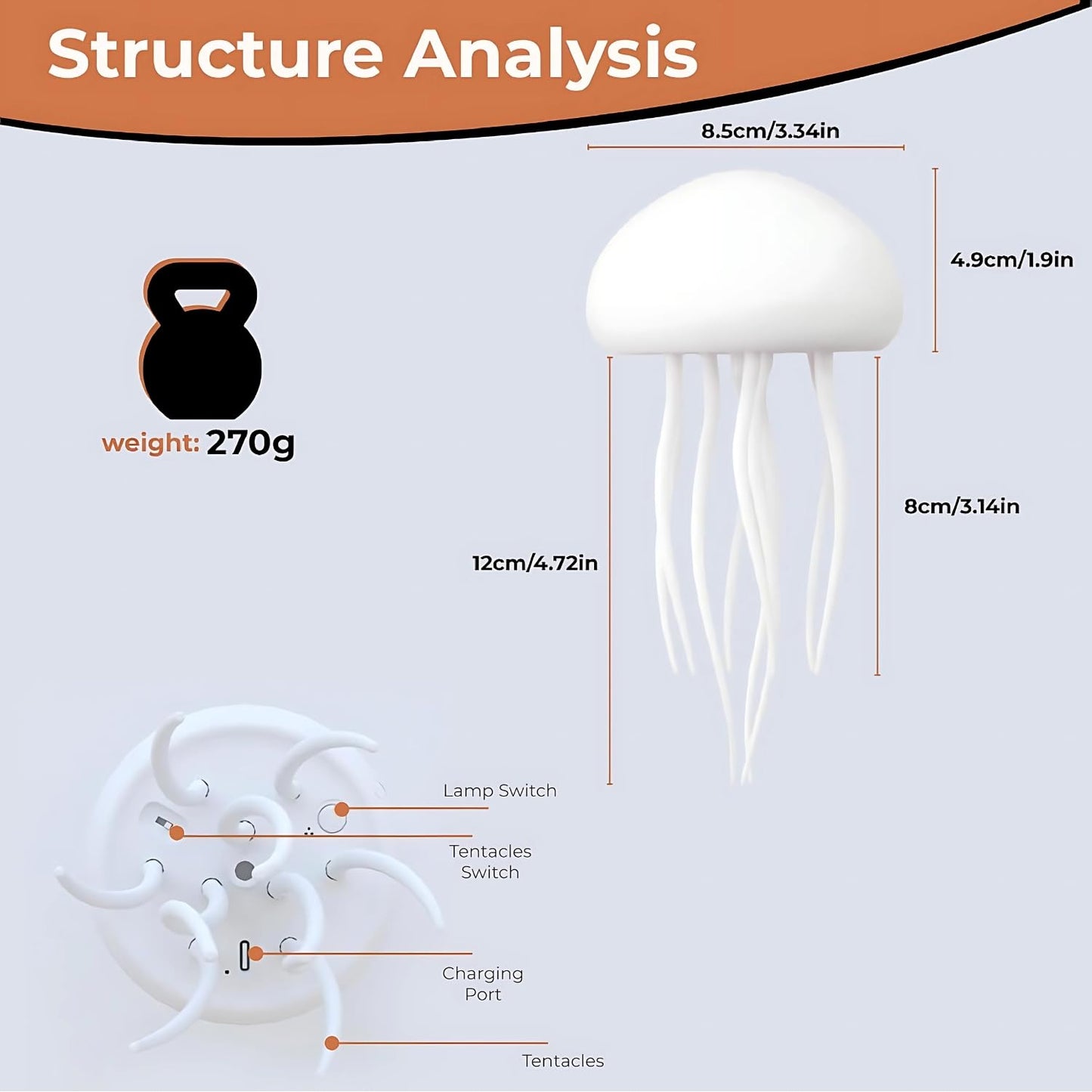 Skanto | LED Mood Lamp | Lifelike Jellyfish Light for Bedroom
