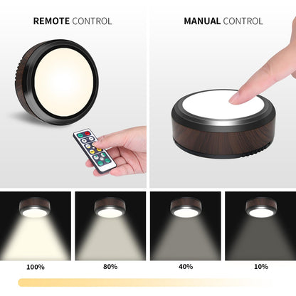BowLift | Leastyle Remote Control Led Puck Light, dimmable battery-operated Under Cabinet Light - 6 Pack Natural White