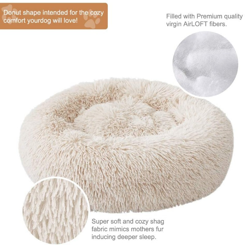 Brehn | Round Plush Calming Donut Dog Bed for Small to Large Dogs
