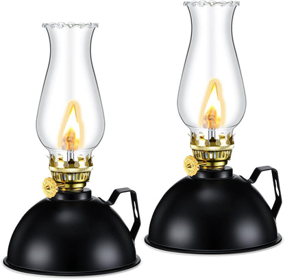 Skanto | Vintage Style Glass & Metal Oil Lamps Set of 2 – Ardin
