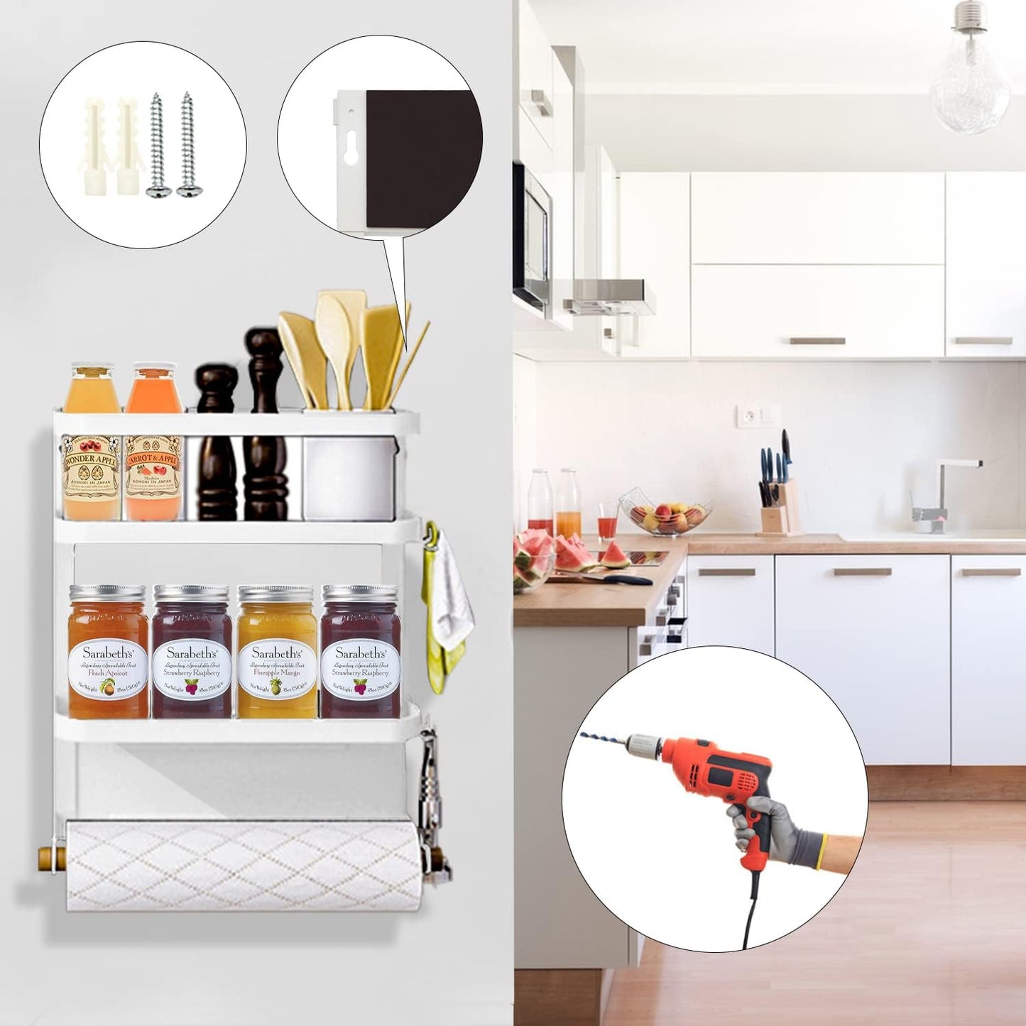 Skanto | Magnetic Refrigerator Spice Rack with Paper Holder – Oryden
