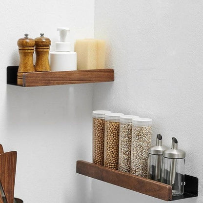 Skanto | Solid Wood Bathroom Shelf – No-Drill Wall-Mounted Bathroom Organizer