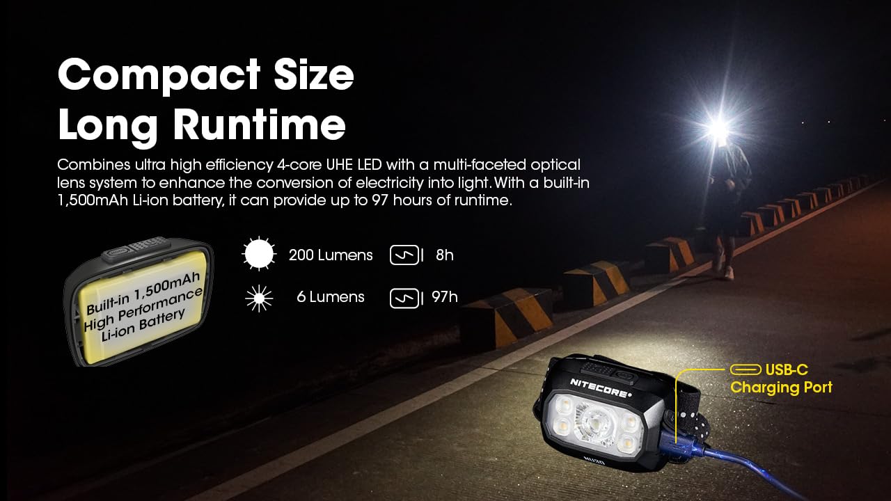 Skanto Skanto | Nitecore NU30 500 Lumen Rechargeable Headlamp - White & Red Beams, Black