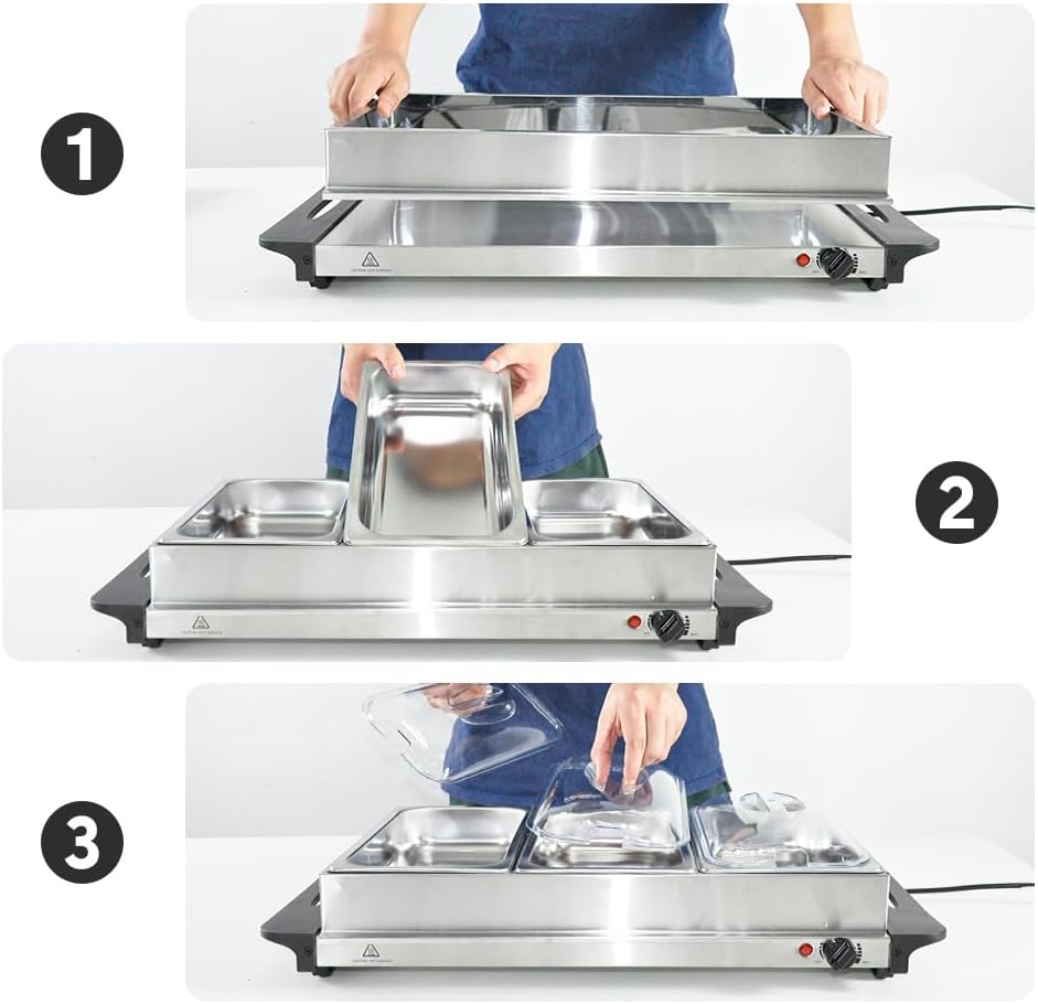 Skanto | Electric Buffet Food Warmer with 3 × 2,5L Pans & Temperature Control – Valtero