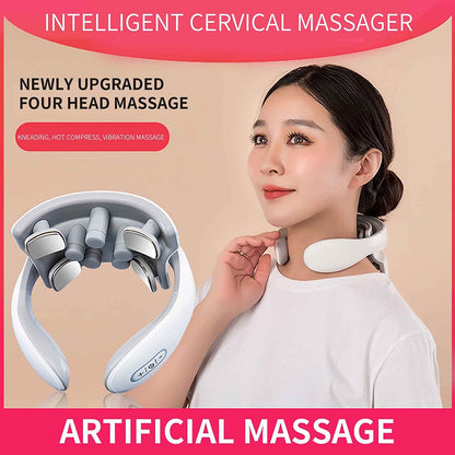 BowLift | Neck massager with heat, pain therapy, smart neck massager, 4 massage heads portable deep tissue trigger point massager