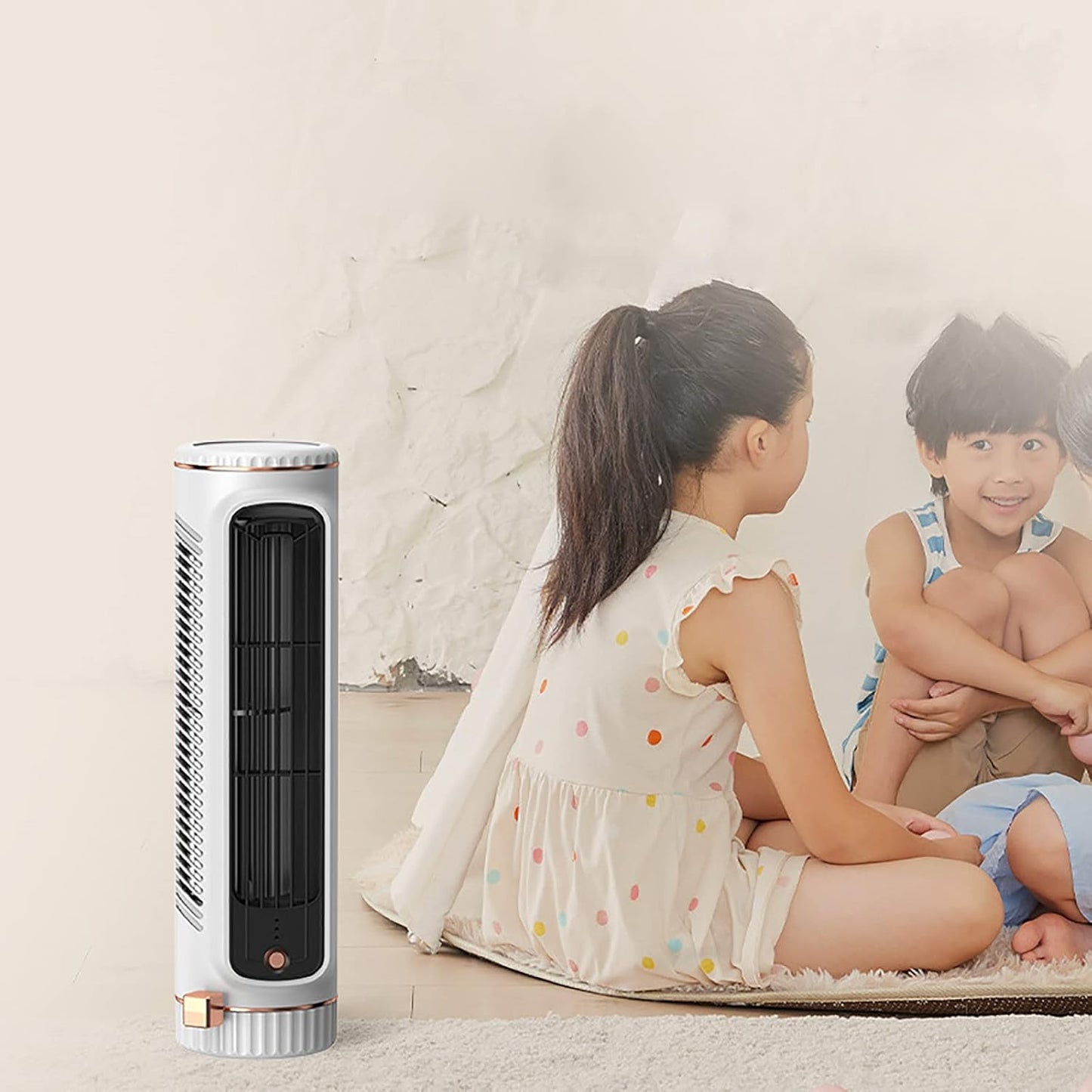 BowLift | USB Rechargeable Desktop Tower Fan – Ultra-Quiet 3-Speed Circulator with Wide-Angle Airflow