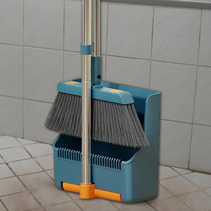 BowLift | Large Broom and Dustpan Set – Long Handle with 180° Rotating Broom Head – Clavira