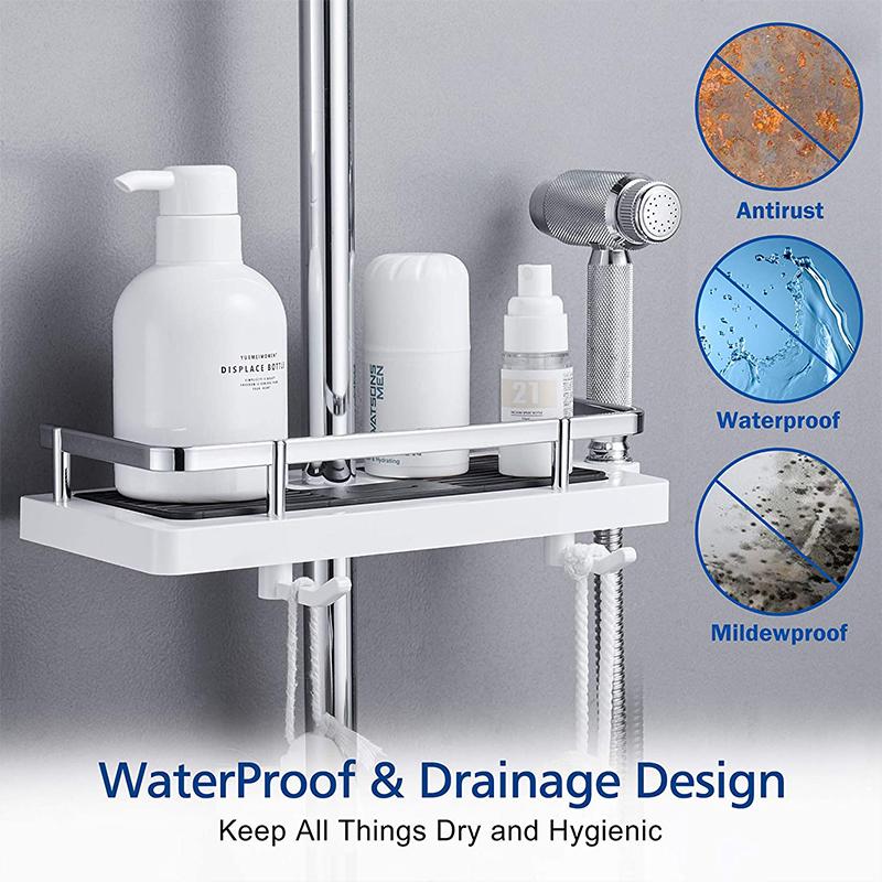 Bathroom Shelf Caddy for Shower Rail, No Drilling Pole Shower Storage Rack Holder | Bowlift