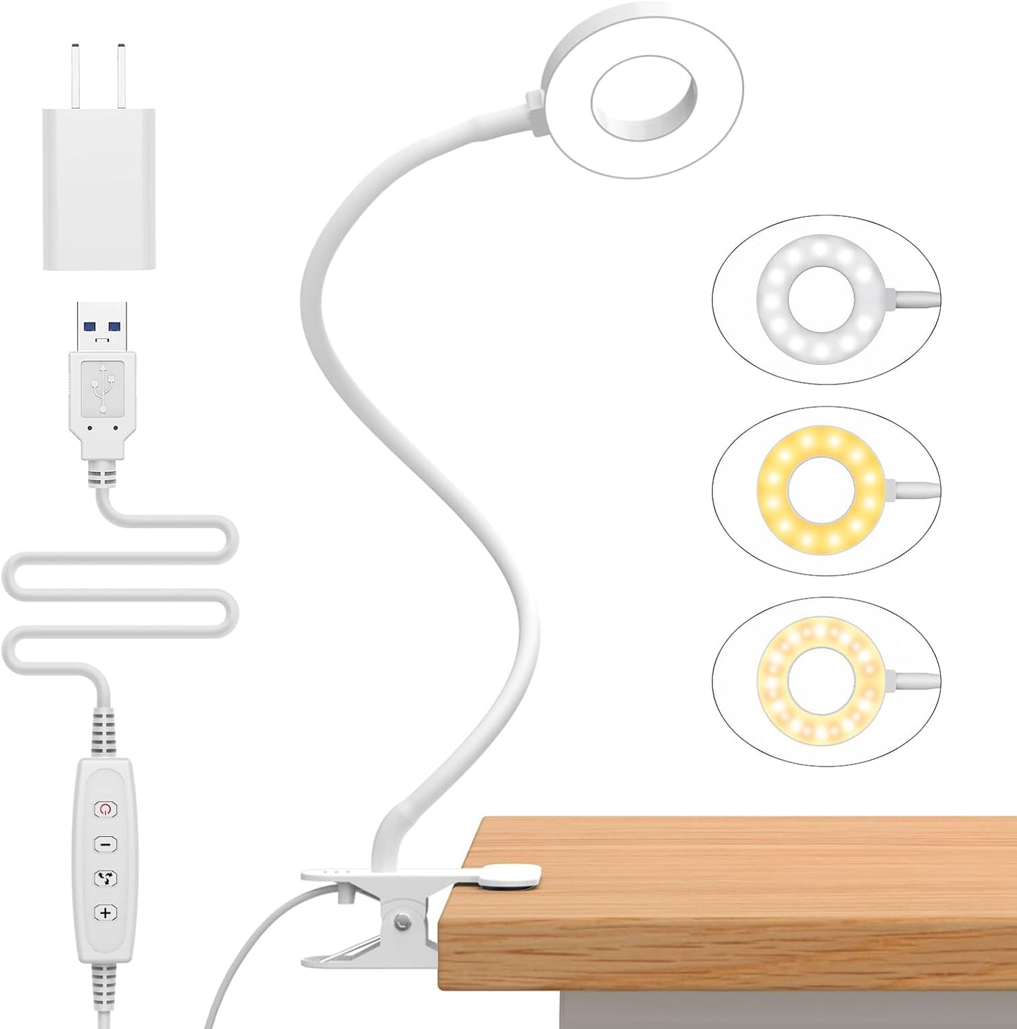Skanto Skanto | 3 Color Modes LED Desk Clamp Lamp with & Flexible Gooseneck - Selvara (1+1 FREE)