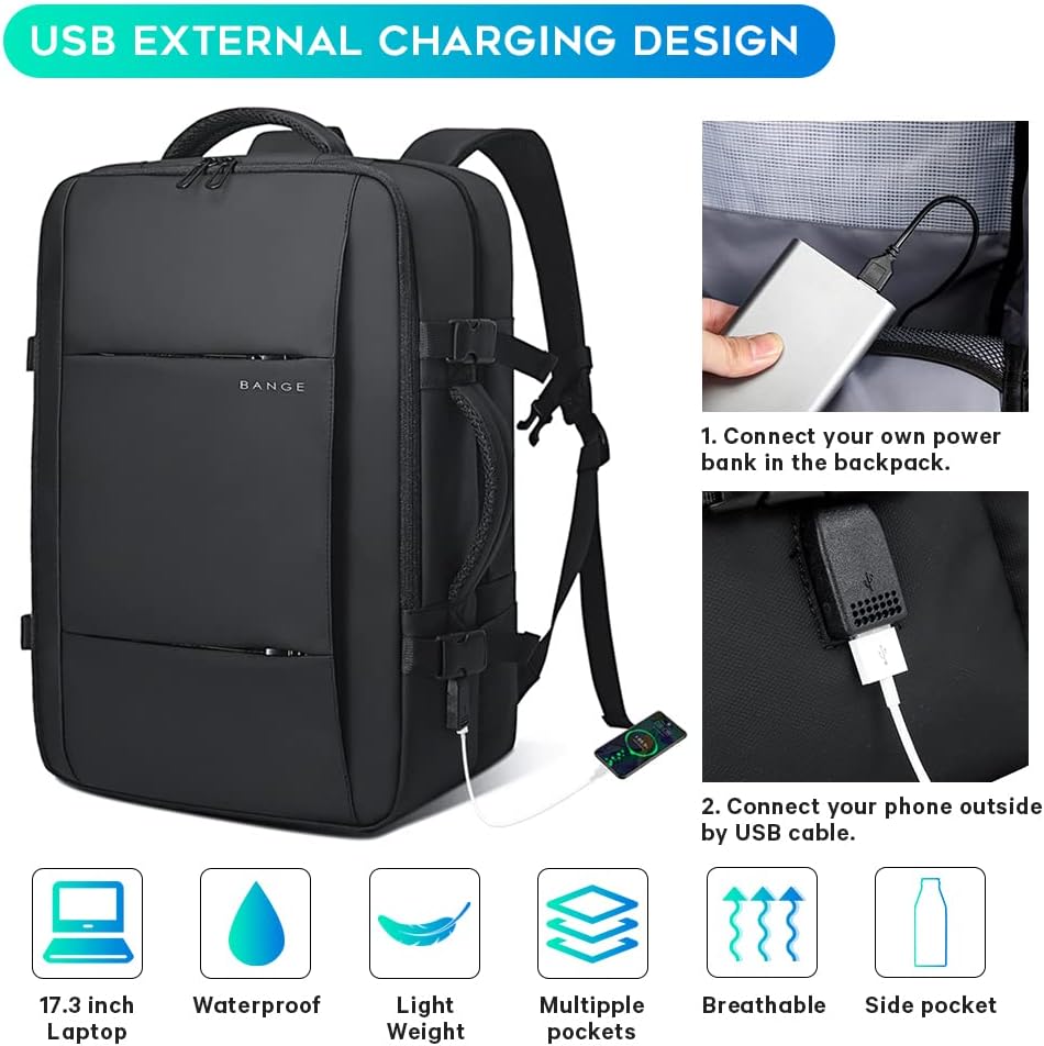 Expandable 26-45L waterproof travel backpack with laptop compartment & duffle carry | Karnz