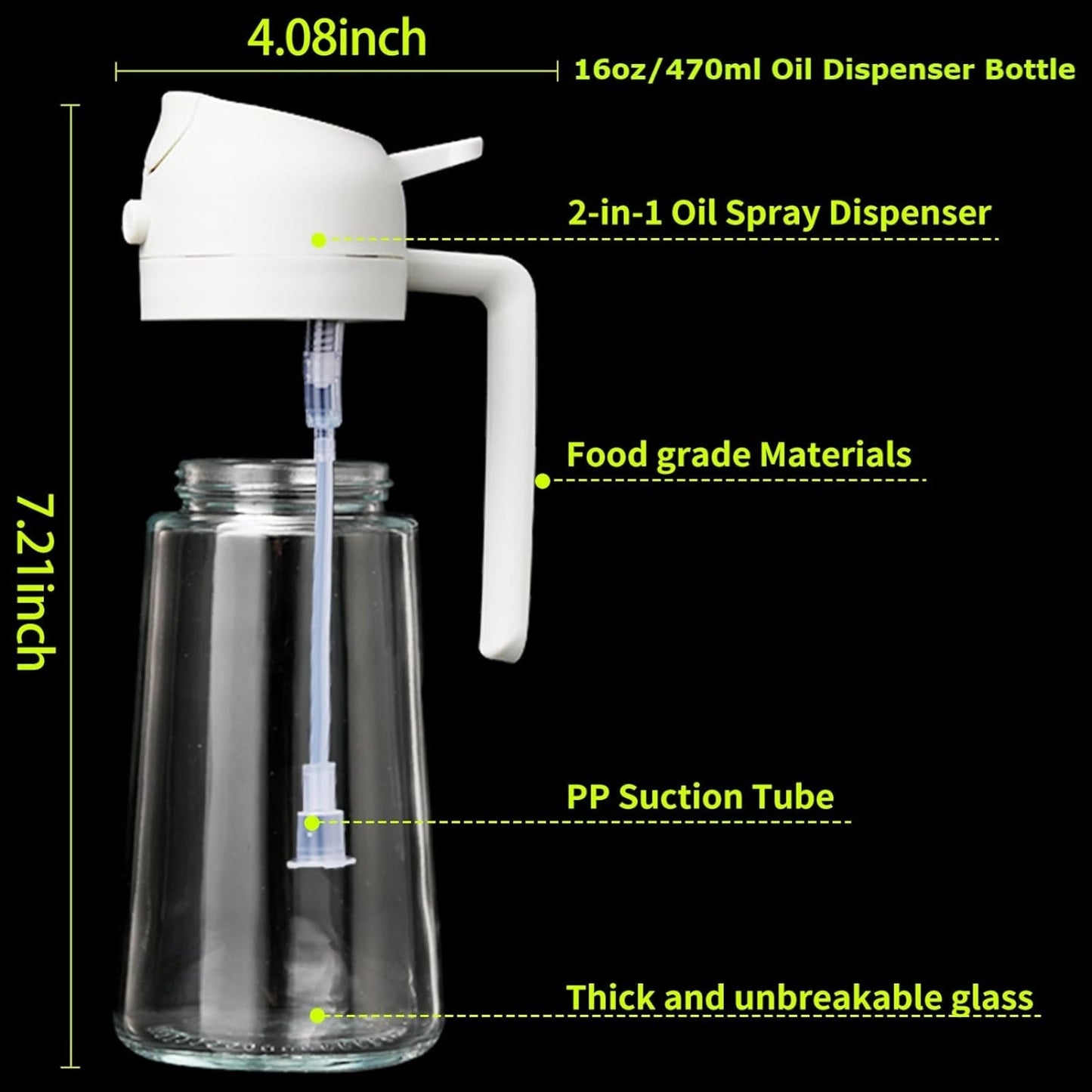 Skanto | 2-in-1 Oil Dispenser Bottle | Oil Pumps & Dispensers | Healthy Cooking