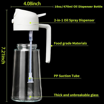 Skanto | 2-in-1 Oil Dispenser Bottle | Oil Pumps & Dispensers | Healthy Cooking
