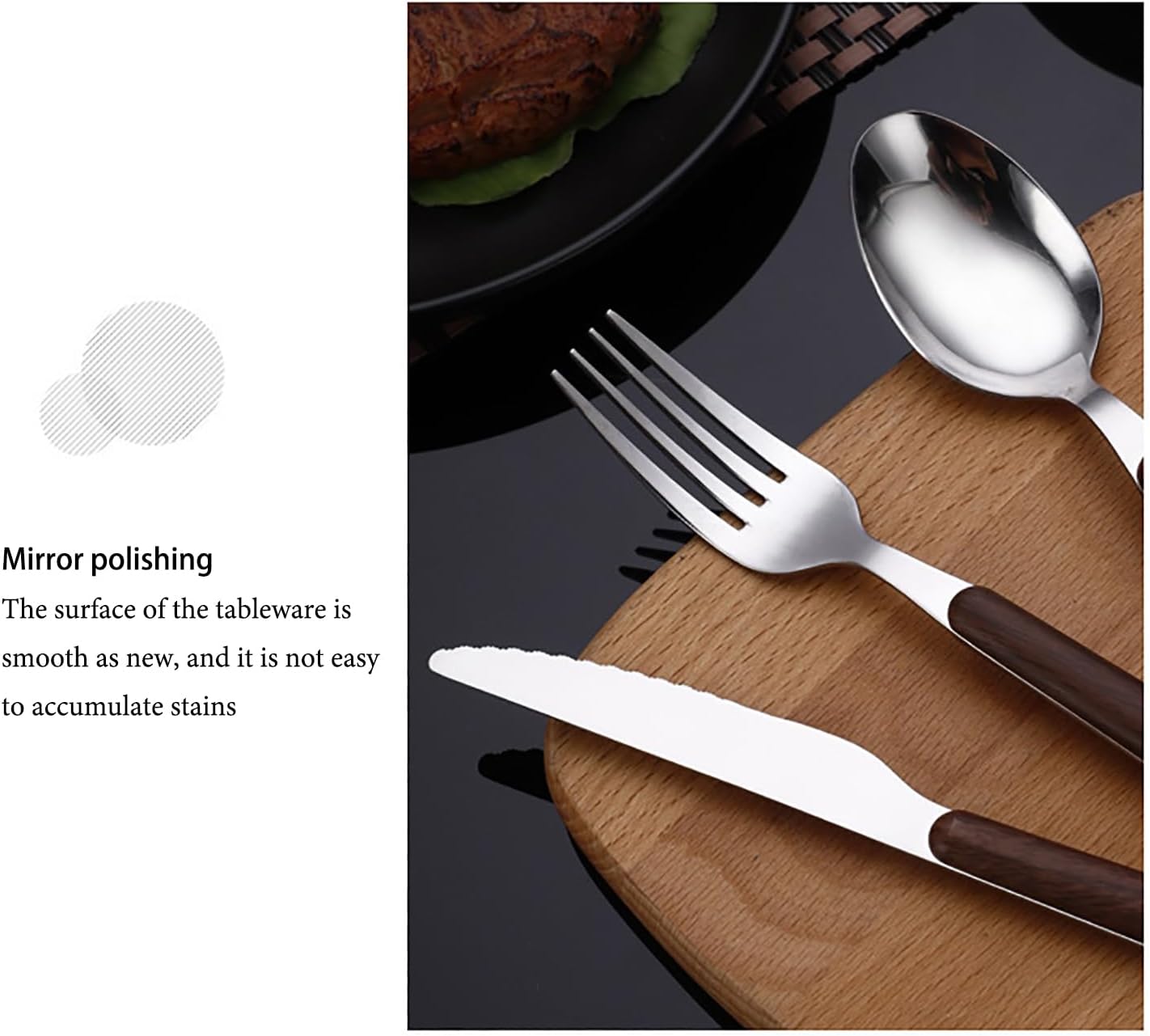 Skanto | Stainless Steel Flatware Set with Wood Grain Handles