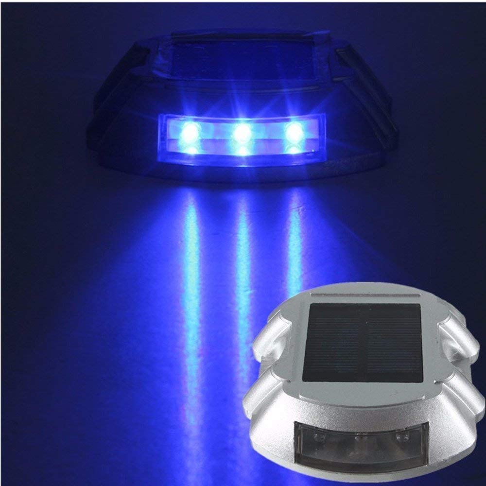 Skanto | Sunwind Blue Solar LED Lights - 4 Pack Solar Deck Lights Blue Marker Lights Outdoor For Garden, Driveway, Pathway, Patio