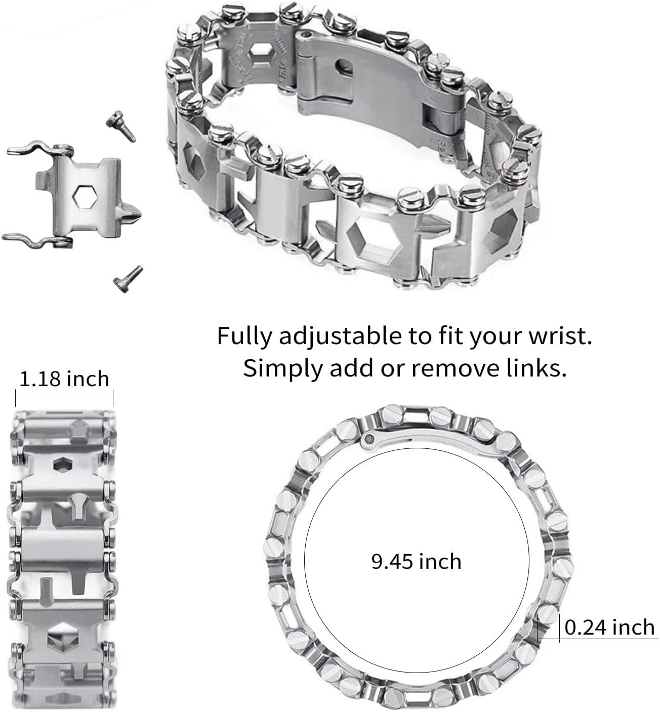BowLift | 29-in-1 Stainless Steel Multitool Bracelet