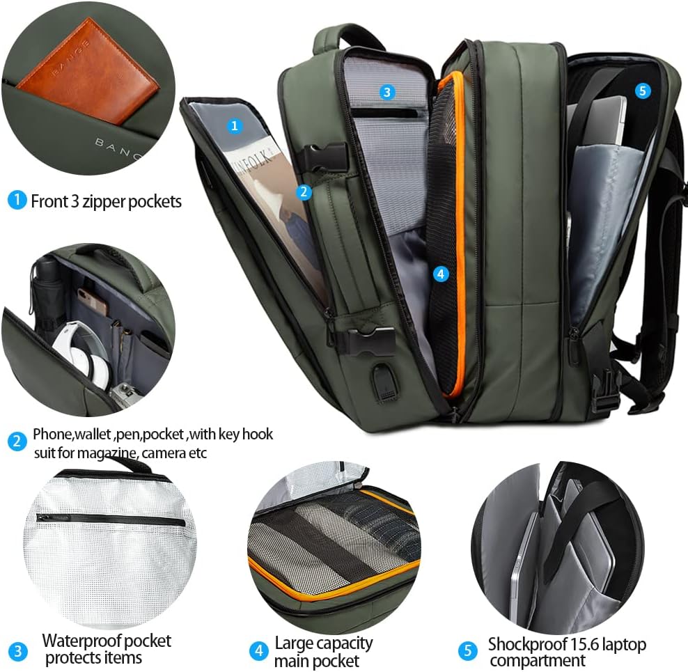 Expandable 26–45L Waterproof Travel Backpack with Laptop Sleeve & Duffle Carry | Bowlift