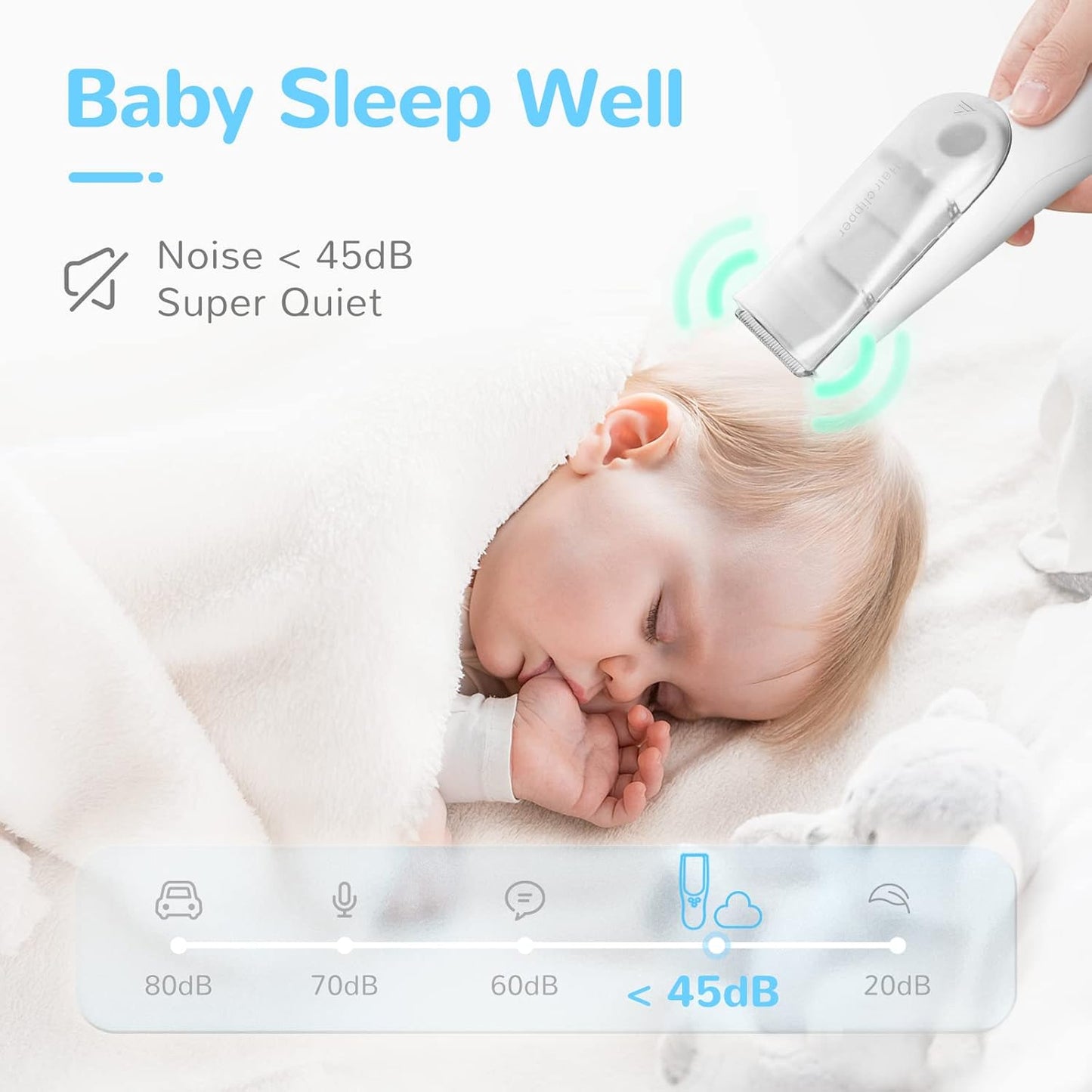 Baby Hair Clipper with Vacuum System – Waterproof Rechargeable Hair Clipper with Storage Box | Karnz