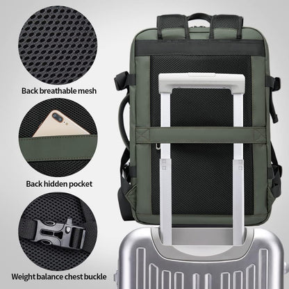 Expandable 26–45L Waterproof Travel Backpack with Laptop Sleeve & Duffle Carry | Bowlift