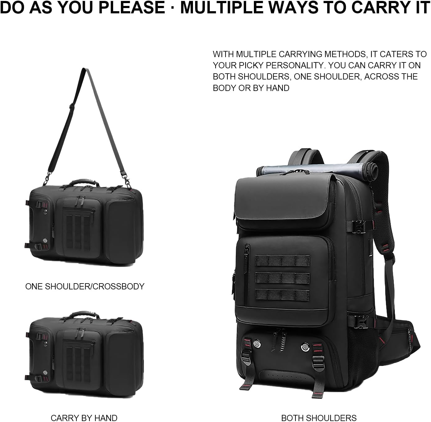 50L Waterproof Travel Backpack with Shoe Compartment & USB Port | Bowlift