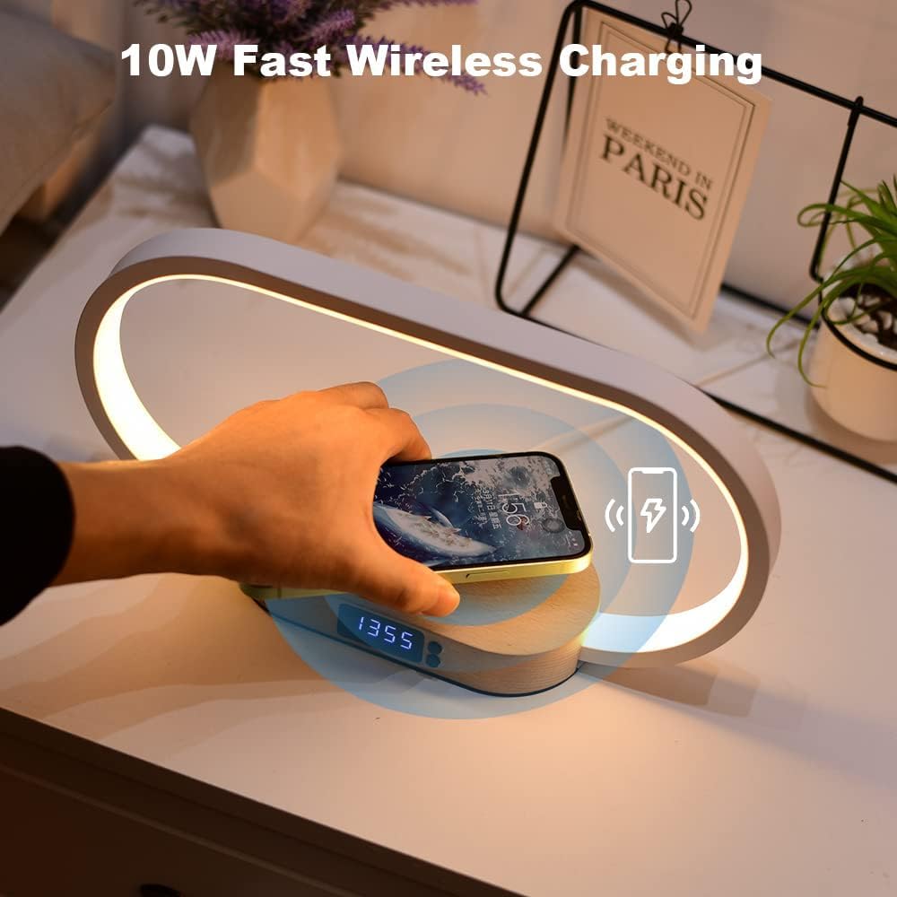 Skanto | Wireless Charging Bedside Lamp with Clock – Lumora