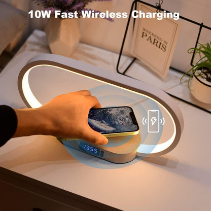 Skanto | Wireless Charging Bedside Lamp with Clock – Lumora