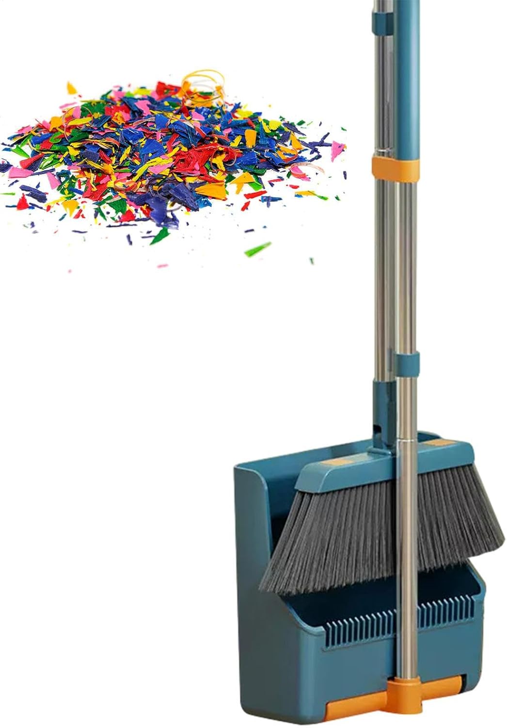 Skanto | Large Broom and Dustpan Set – Long Handle with 180° Rotating Broom Head – Clavira