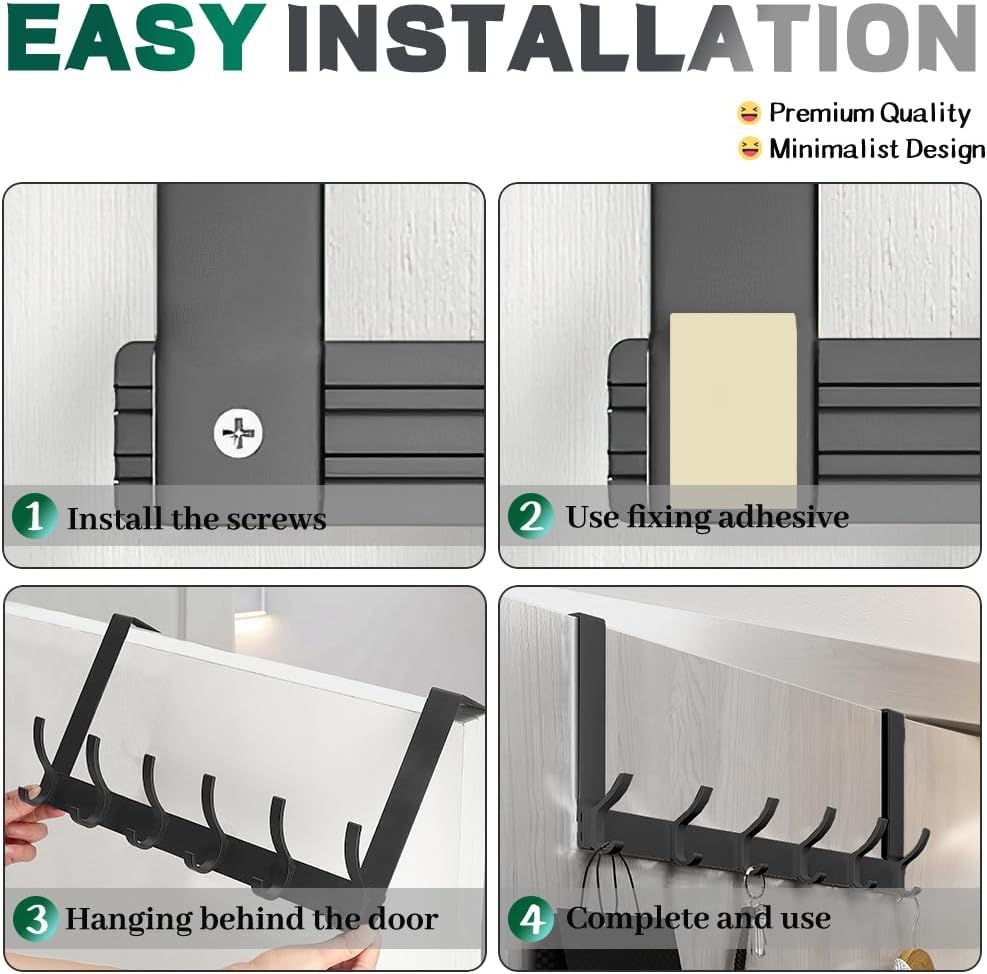 Skanto | Over Door Hook Rack with 6 Hooks