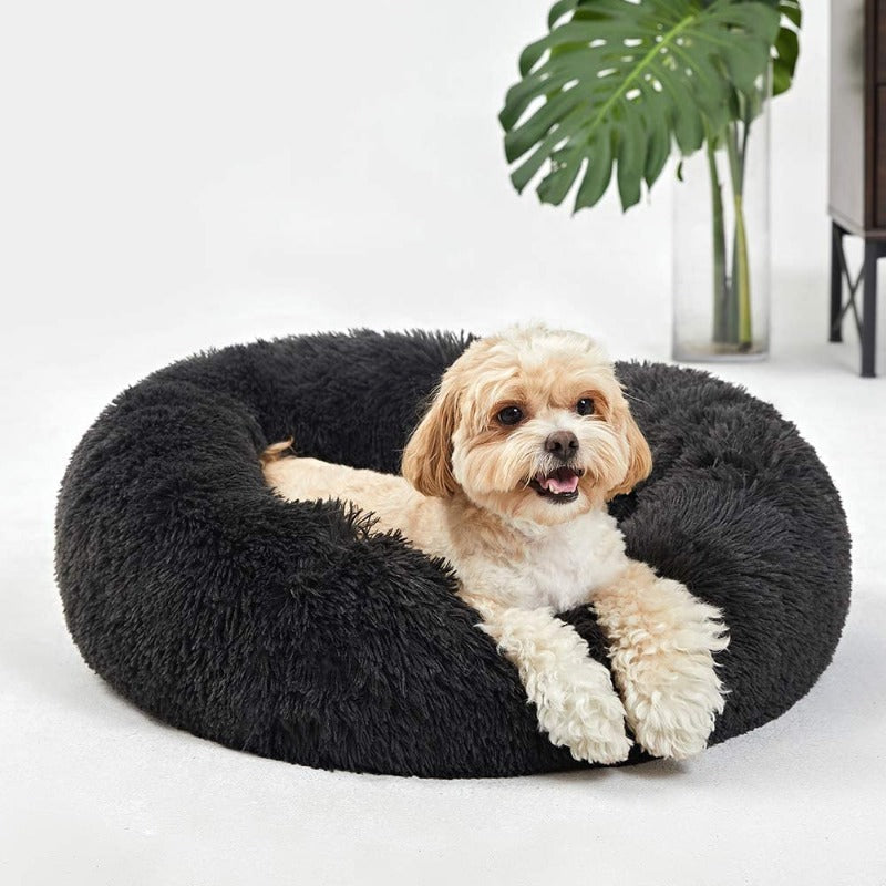 Brehn | Round Plush Calming Donut Dog Bed for Small to Large Dogs