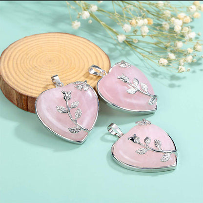 Skanto | Elegant Heart-Shaped Rose Quartz Necklace - Amara
