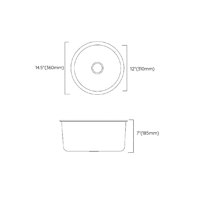 BowLift | Classic Round Sink Stainless Steel Built-in Sink Non-Slip Round Basin for the Kitchen
