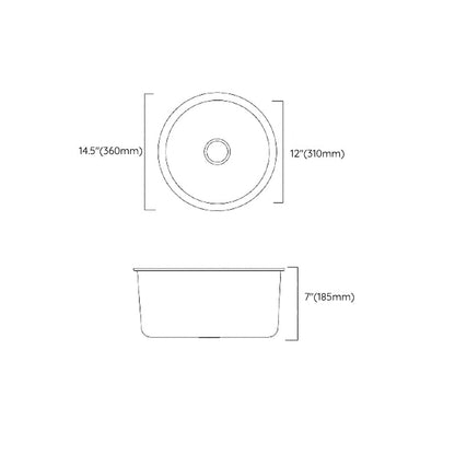BowLift | Classic Round Sink Stainless Steel Built-in Sink Non-Slip Round Basin for the Kitchen