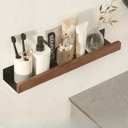 Skanto | No-Drill Solid Wood Bathroom Wall Shelf