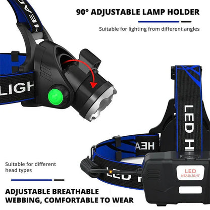 BowLift | 300LM Rechargeable LED Headlamp Zoomable Torch Tactical Headlight Flashlight