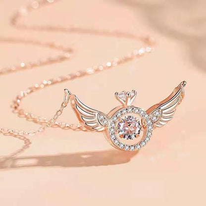 Skanto | Angel Wings Necklace – Titanium Steel Pendant with Rhinestones