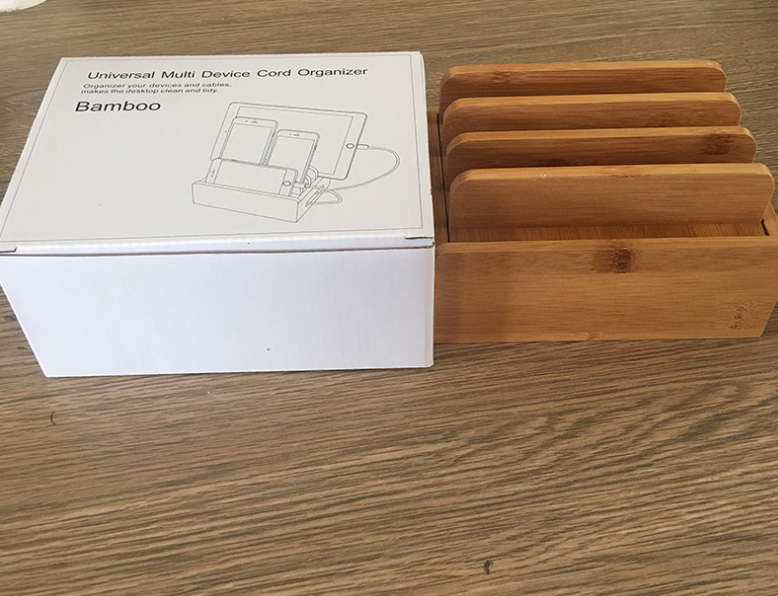 BowLift | Tekavo ChargeDock Charging Station made of Bamboo | 5-Port USB & Organizer | For Smartphone, Tablet & Smartwatch | Incl. Cable Set