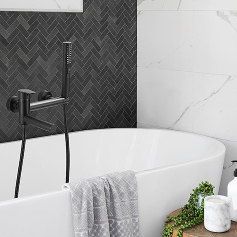 BowLift | Modern Bathtub Edge Piece Single-Lever Wall-Mounted Bathtub Faucet with Hand Shower